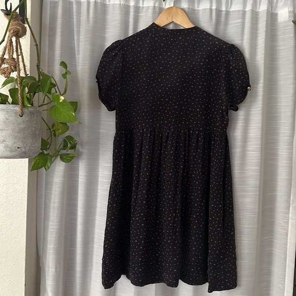 Corey Lynn Calter Black Silk Red Star Print Babydoll Dress sz 6 - Picture 5 of 6